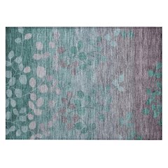 Machine Washable Indoor/Outdoor Chantille Teal 1'8" x 2'6" Rug