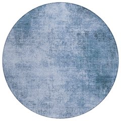Machine Washable Indoor/Outdoor Chantille Blue 8' x 8' Round Rug
