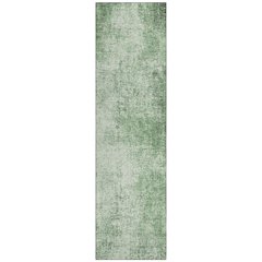Machine Washable Indoor/Outdoor Chantille Green 2'3" x 7'6" Runner Rug