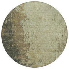 Machine Washable Indoor/Outdoor Chantille Olive 8' x 8' Round Rug