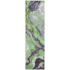 Machine Washable Indoor/Outdoor Chantille Green 2'3" x 7'6" Runner Rug