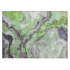 Machine Washable Indoor/Outdoor Chantille Green 1'8" x 2'6" Rug