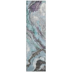 Machine Washable Indoor/Outdoor Chantille Teal 2'3" x 7'6" Runner Rug
