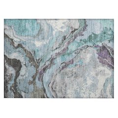 Machine Washable Indoor/Outdoor Chantille Teal 1'8" x 2'6" Rug
