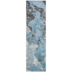 Machine Washable Indoor/Outdoor Chantille Blue 2'3" x 7'6" Runner Rug