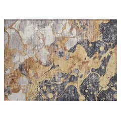 Machine Washable Indoor/Outdoor Chantille Gold 1'8" x 2'6" Rug