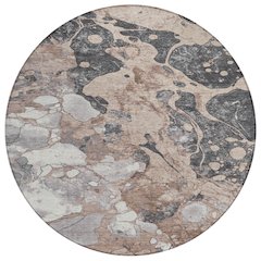 Machine Washable Indoor/Outdoor Chantille Mocha 8' x 8' Round Rug