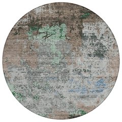 Machine Washable Indoor/Outdoor Chantille Taupe 8' x 8' Round Rug