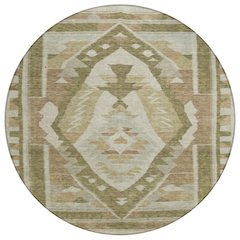 Machine Washable Indoor/Outdoor Chantille Linen 8' x 8' Round Rug
