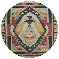 Machine Washable Indoor/Outdoor Chantille Red 8' x 8' Round Rug