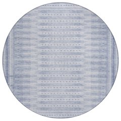 Machine Washable Indoor/Outdoor Chantille Blue 8' x 8' Round Rug