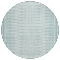 Machine Washable Indoor/Outdoor Chantille Turquoise 8' x 8' Round Rug
