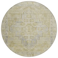Machine Washable Indoor/Outdoor Chantille Gold 8' x 8' Round Rug