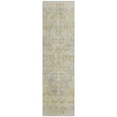 Machine Washable Indoor/Outdoor Chantille Gold 2'3" x 7'6" Runner Rug