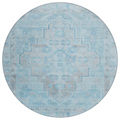 Machine Washable Indoor/Outdoor Chantille Sky 8' x 8' Round Rug