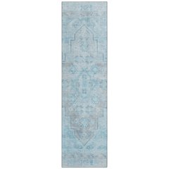 Machine Washable Indoor/Outdoor Chantille Sky 2'3" x 7'6" Runner Rug