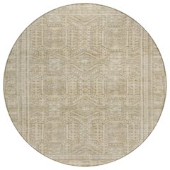 Machine Washable Indoor/Outdoor Chantille Beige 8' x 8' Round Rug