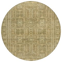 Machine Washable Indoor/Outdoor Chantille Khaki 8' x 8' Round Rug