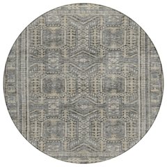 Machine Washable Indoor/Outdoor Chantille Pewter 8' x 8' Round Rug