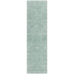 Machine Washable Indoor/Outdoor Chantille Teal 2'3" x 7'6" Runner Rug