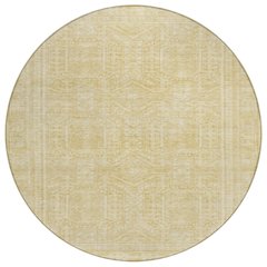Machine Washable Indoor/Outdoor Chantille Wheat 8' x 8' Round Rug