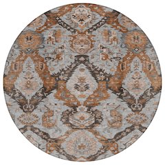 Machine Washable Indoor/Outdoor Chantille Paprika 8' x 8' Round Rug