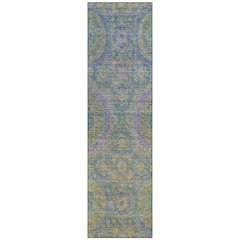 Machine Washable Indoor/Outdoor Chantille Blue 2'3" x 7'6" Runner Rug