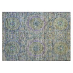 Machine Washable Indoor/Outdoor Chantille Blue 1'8" x 2'6" Rug