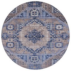Machine Washable Indoor/Outdoor Chantille Brown 8' x 8' Round Rug