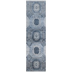 Machine Washable Indoor/Outdoor Chantille Blue 2'3" x 7'6" Runner Rug