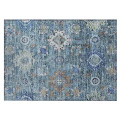 Machine Washable Indoor/Outdoor Chantille Blue 1'8" x 2'6" Rug