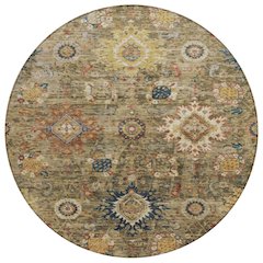 Machine Washable Indoor/Outdoor Chantille Brown 8' x 8' Round Rug