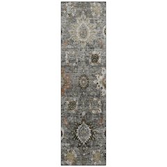 Machine Washable Indoor/Outdoor Chantille Pewter 2'3" x 7'6" Runner Rug
