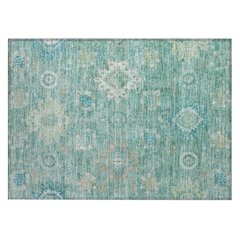 Machine Washable Indoor/Outdoor Chantille Teal 1'8" x 2'6" Rug