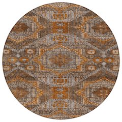 Machine Washable Indoor/Outdoor Chantille Copper 8' x 8' Round Rug