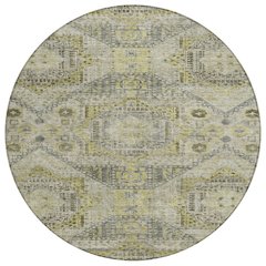Machine Washable Indoor/Outdoor Chantille Khaki 8' x 8' Round Rug