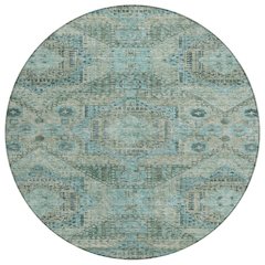 Machine Washable Indoor/Outdoor Chantille Sage 8' x 8' Round Rug
