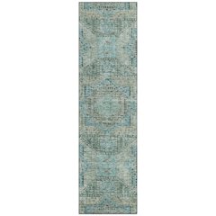 Machine Washable Indoor/Outdoor Chantille Sage 2'3" x 7'6" Runner Rug