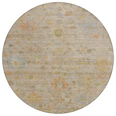 Machine Washable Indoor/Outdoor Chantille Beige 8' x 8' Round Rug