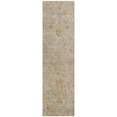 Machine Washable Indoor/Outdoor Chantille Beige 2'3" x 7'6" Runner Rug