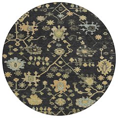 Machine Washable Indoor/Outdoor Chantille Black 8' x 8' Round Rug