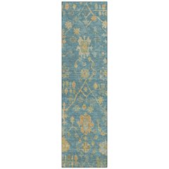Machine Washable Indoor/Outdoor Chantille Teal 2'3" x 7'6" Runner Rug