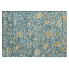 Machine Washable Indoor/Outdoor Chantille Teal 1'8" x 2'6" Rug
