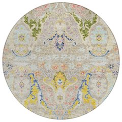 Machine Washable Indoor/Outdoor Chantille Beige 8' x 8' Round Rug