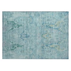 Machine Washable Indoor/Outdoor Chantille Blue 1'8" x 2'6" Rug