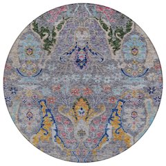 Machine Washable Indoor/Outdoor Chantille Gray 8' x 8' Round Rug