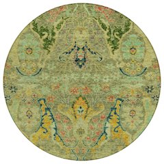 Machine Washable Indoor/Outdoor Chantille Green 8' x 8' Round Rug
