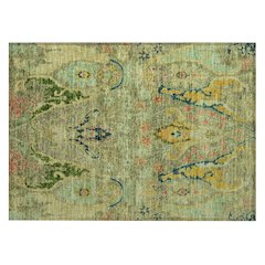 Machine Washable Indoor/Outdoor Chantille Green 1'8" x 2'6" Rug