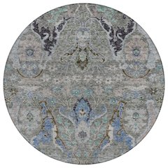 Machine Washable Indoor/Outdoor Chantille Pewter 8' x 8' Round Rug