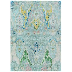 Machine Washable Indoor/Outdoor Chantille Teal 2'6" x 3'10" Rug
